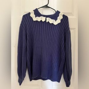 NWOT Doll collar drop shoulder royal blue sweater
